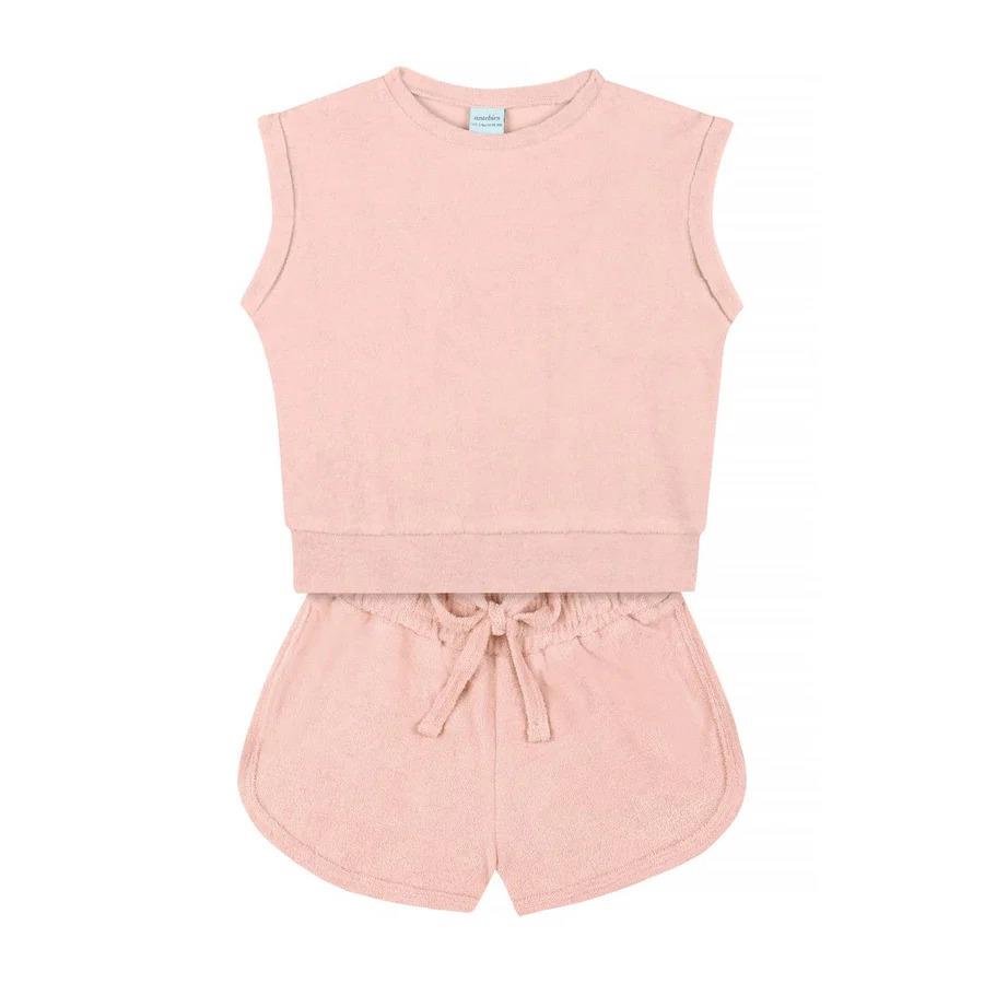 Toz Pembe Havlu Şortlu Set