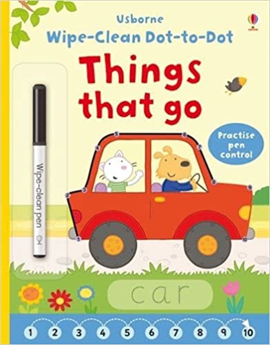 WIPE-CLEAN DOT-TO-DOT- THINGS THAT GO 