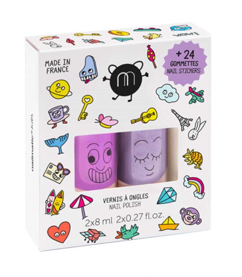 2'Lİ SU BAZLI TIRNAK CİLASI & EMOJİLİ TIRNAK ETİKETİ SETİ WOW