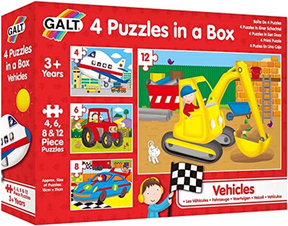 4 Puzzles in a Box Vehicles 3 Yaş+