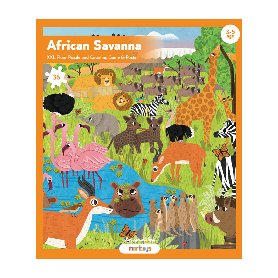 African Savanna - 36 Parça XXL Yapboz, Gözlem ve Sayma Oyunu