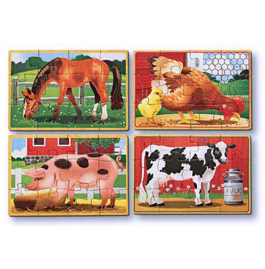 Ahşap 12x4 Yapboz Seti - Çiftlik Hayvanları