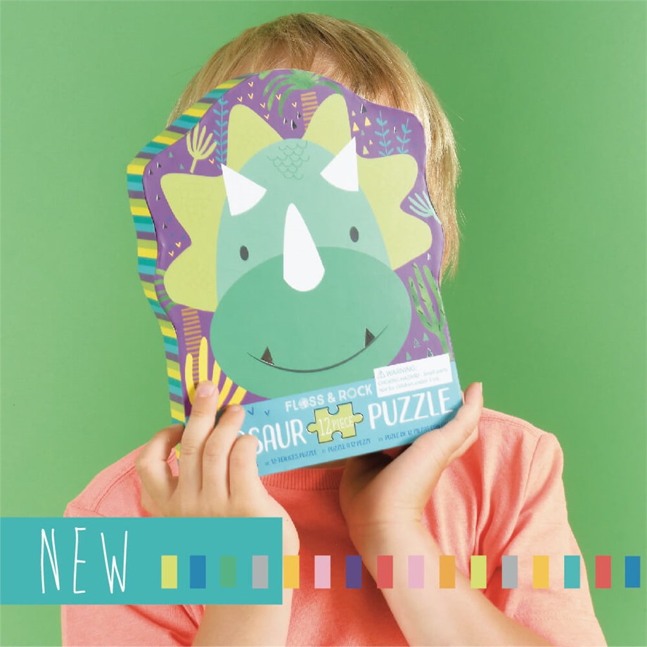 FLOSS & ROCK 12 Parça Şekilli Kutulu Yap-Boz / Dinosaur