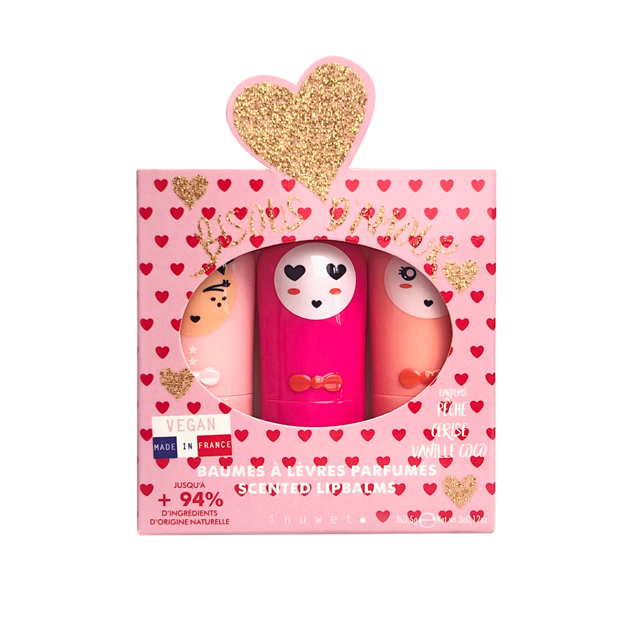 GIFT SET OF 3 LIP BALMS * ULTRA RED BISOUS