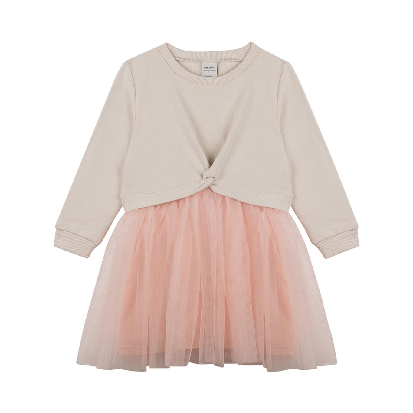 Kontrast Somon Tül Sweatshirt Elbise