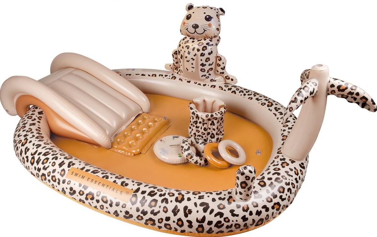Swim Essentials Beige Leopard Fıskiyeli ve Kaydıraklı Şişme Oyun Havuzu 210cm