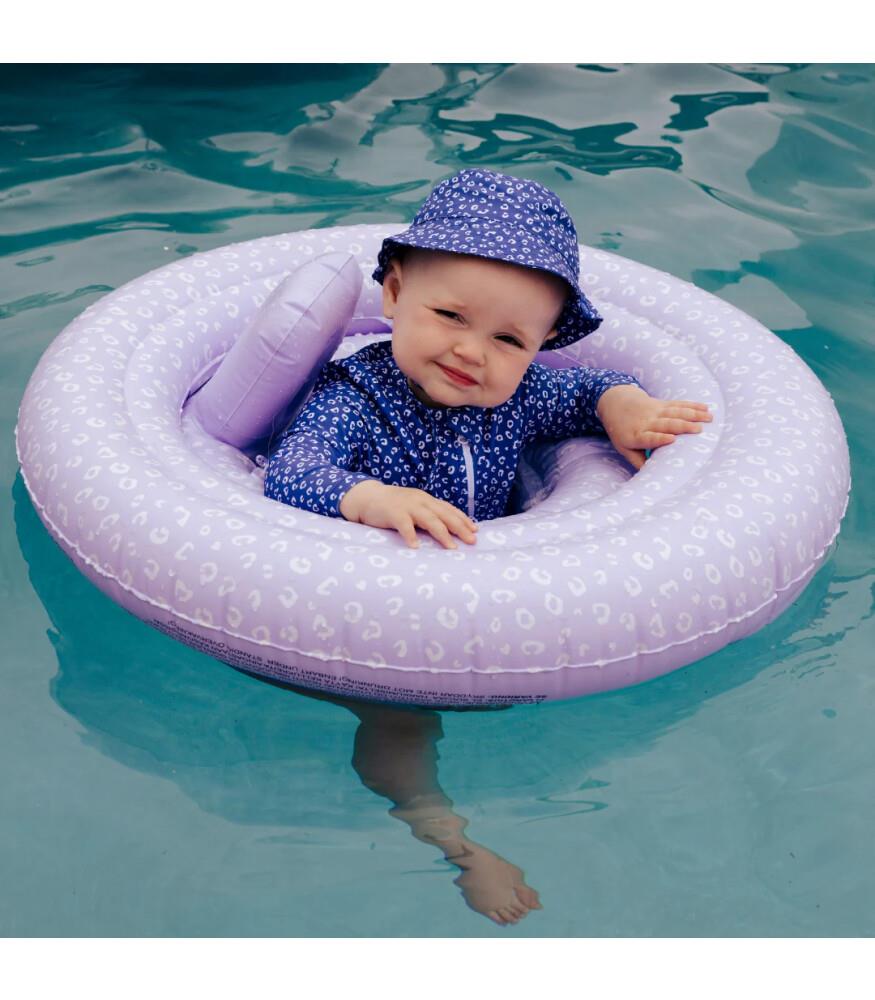 Swim Essentials Leopard Lila Bebek Sırt Destekli Yüzme Simidi 0-1 Yaş