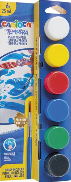 Tempera Suluboya Süper Yıkanabilir Fırçalı 6*25 Ml 6 Renk Karışık