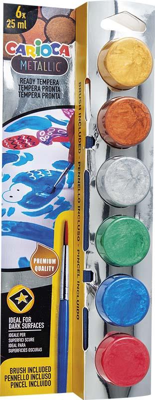 Tempera Suluboya Süper Yıkanabilir Fırçalı Metalik Renkler 6*25 Ml