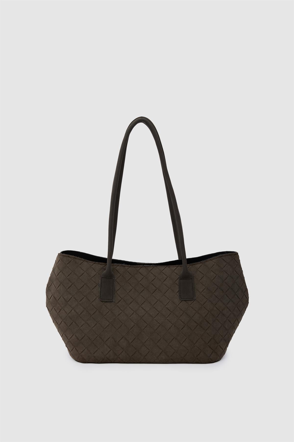 Veneta Süet Shopper Omuz Çantası Kahve