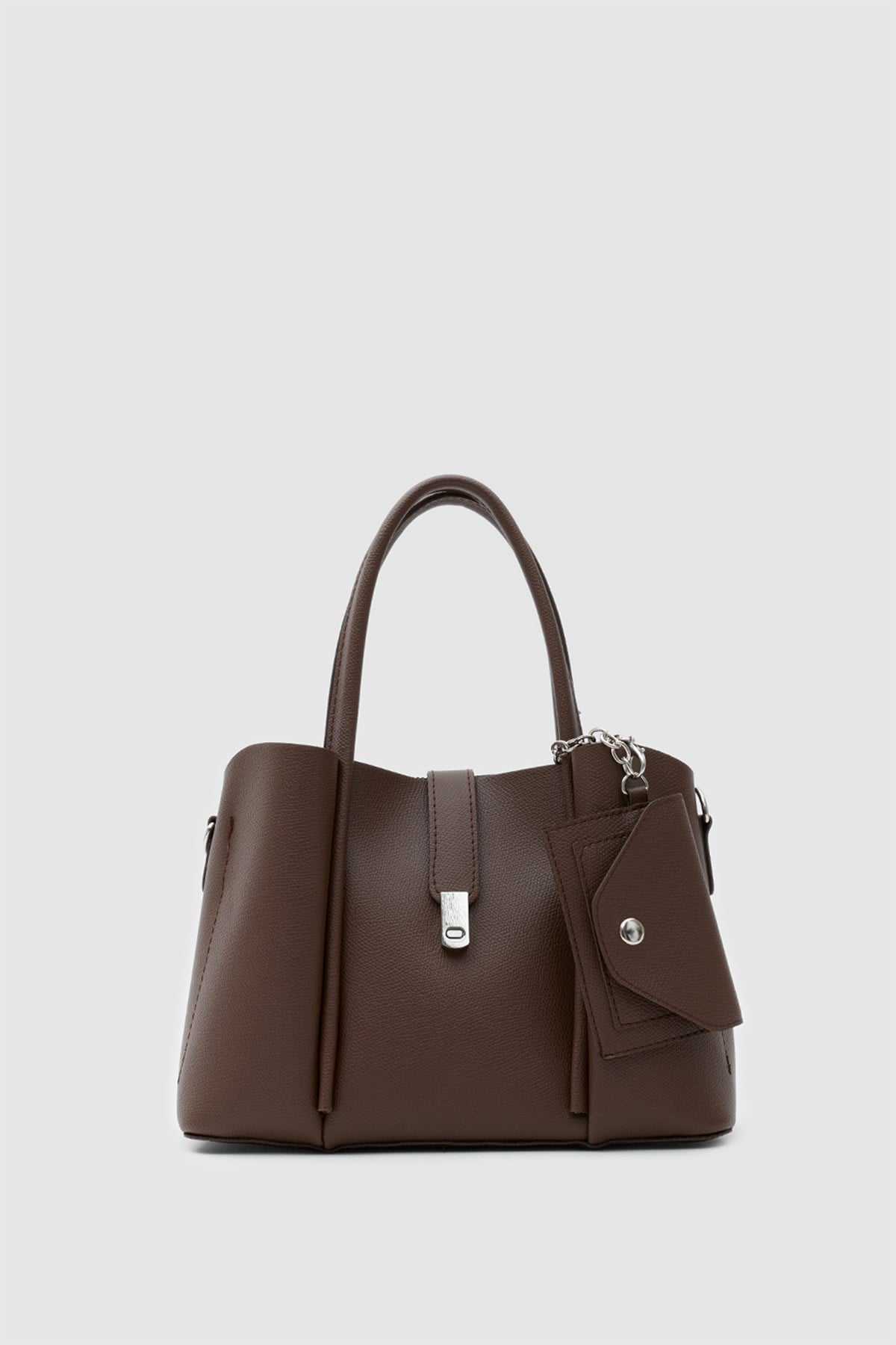 Guide Kartlık Charmlı El ve Omuz Çantası Koyu Kahve