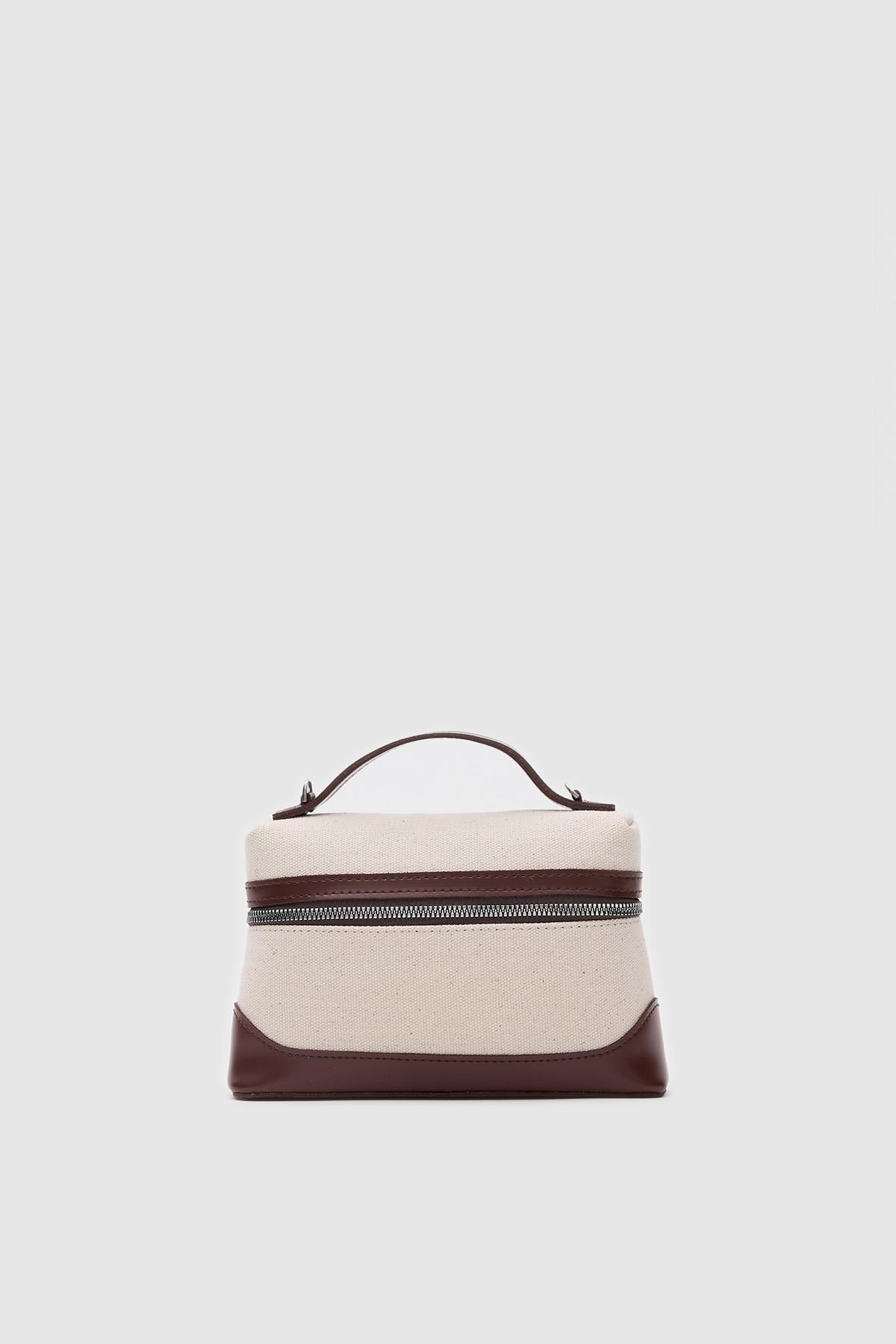 Yoko Box Bag El ve Çapraz Omuz Çanta Krem-Taba