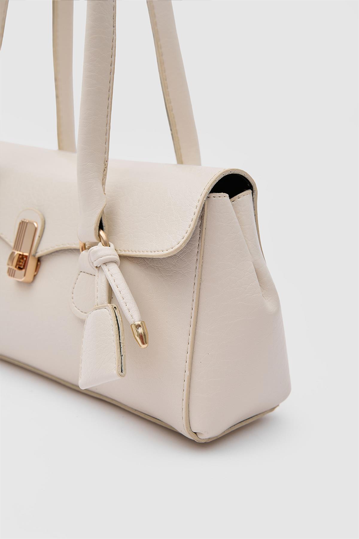 Lunera Vintage Baget Çanta Krem
