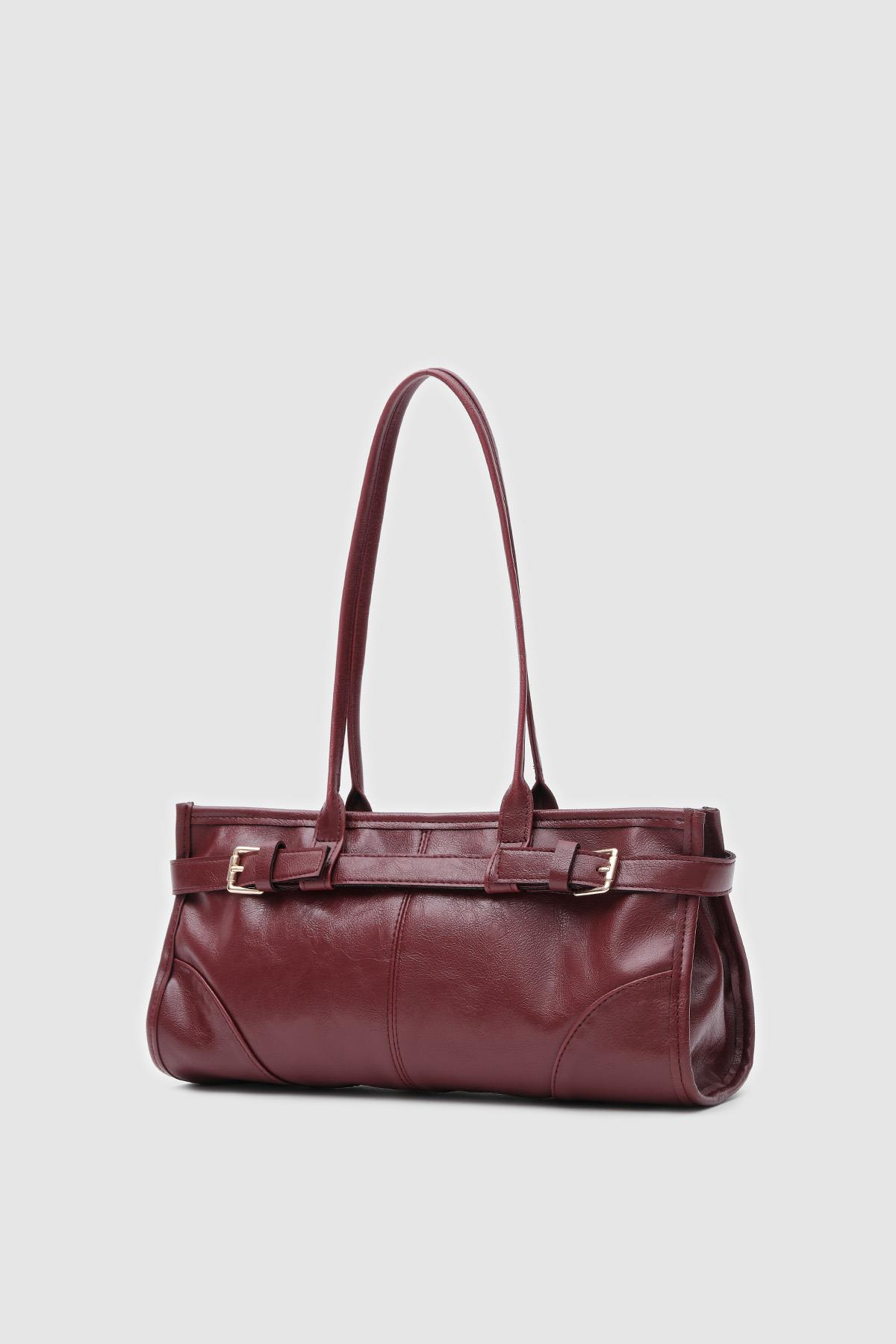 Enyola Vintage Baget Çanta Bordo