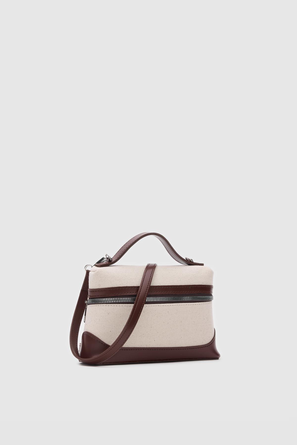 Yoko Box Bag El ve Çapraz Omuz Çanta Krem-Taba