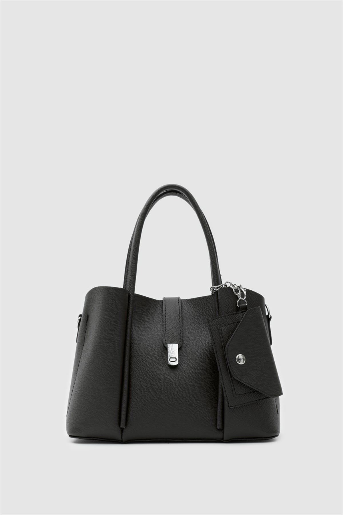 Guide Kartlık Charmlı El ve Omuz Çantası Siyah