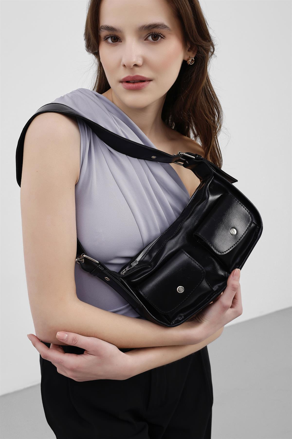 Diana Vintage Baget Çanta Siyah