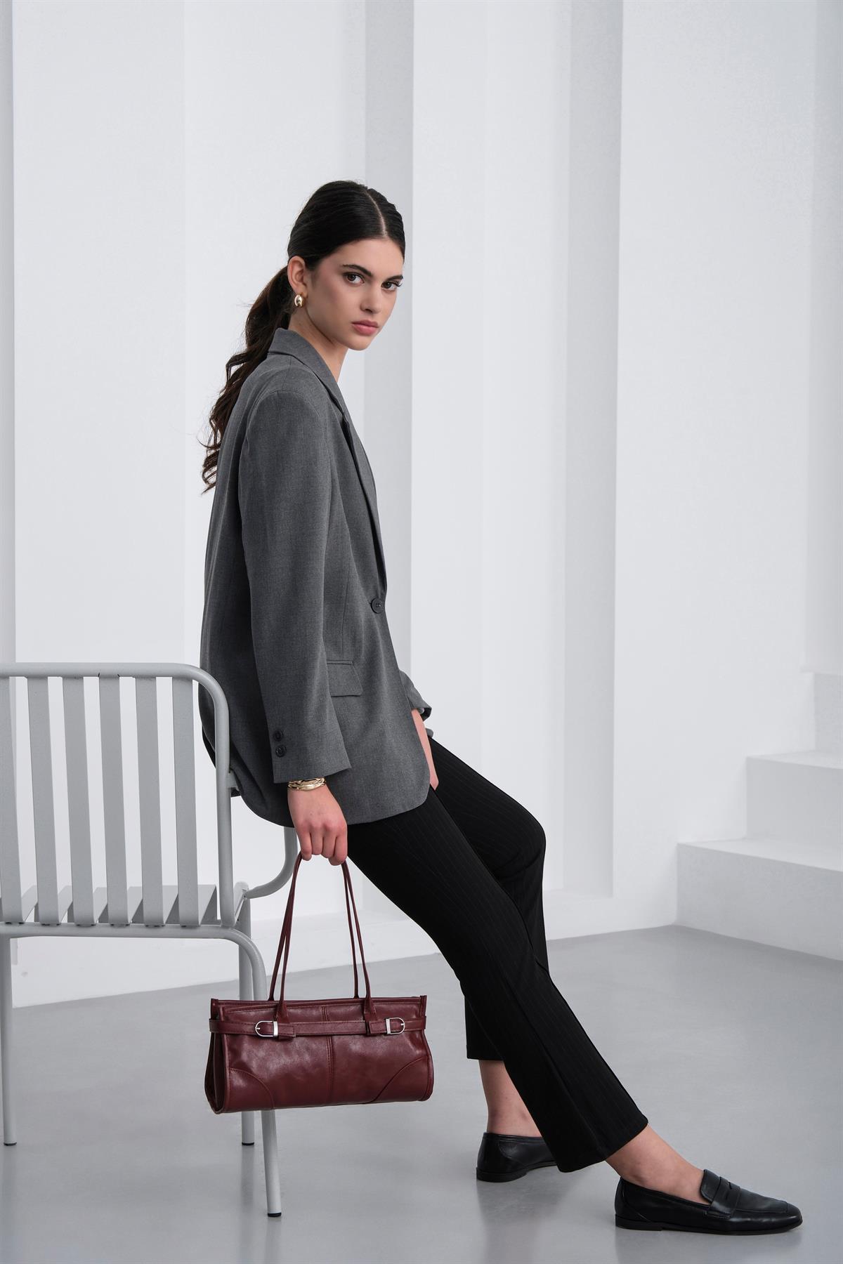 Enyola Vintage Baget Çanta Bordo