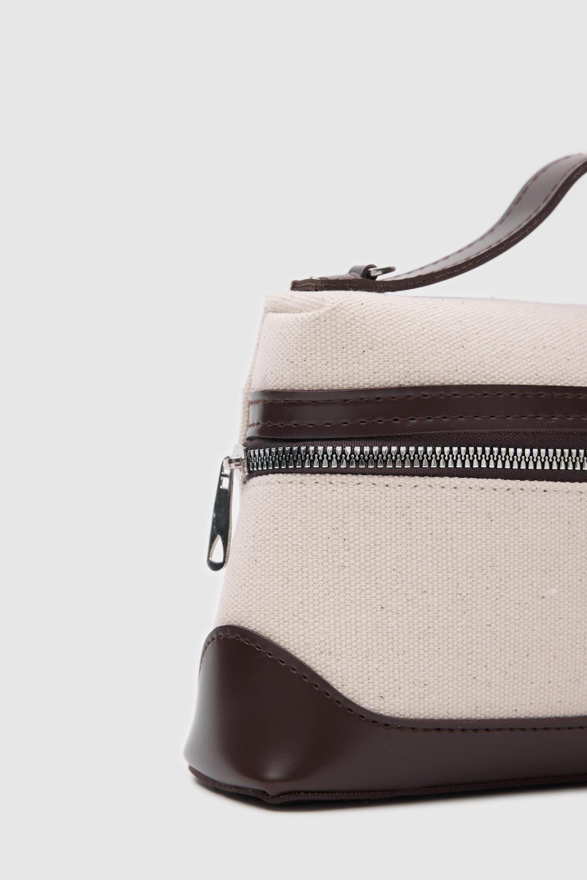 Yoko Box Bag El ve Çapraz Omuz Çanta Krem-Kahve