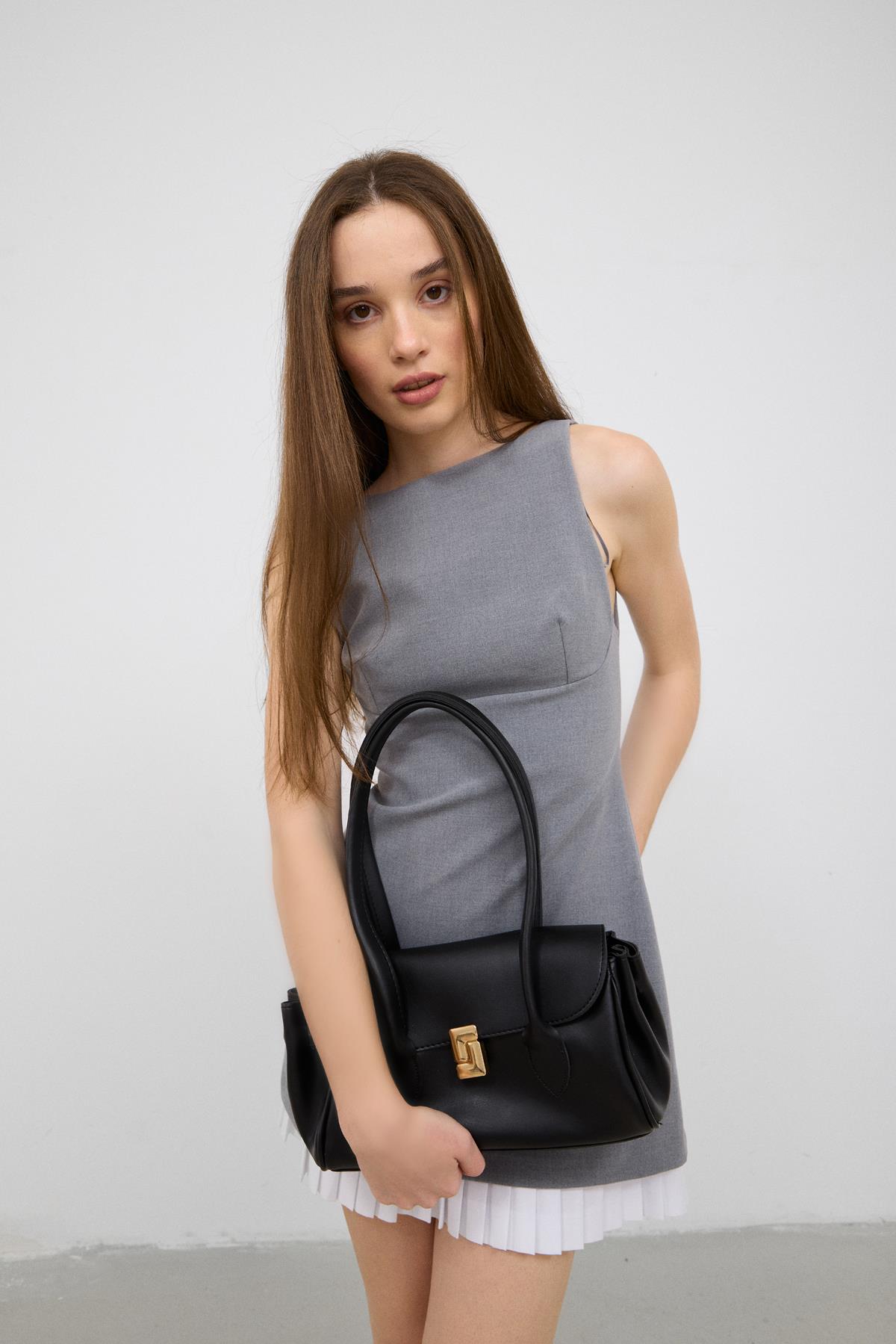 Lia Vintage Baget Çanta Siyah