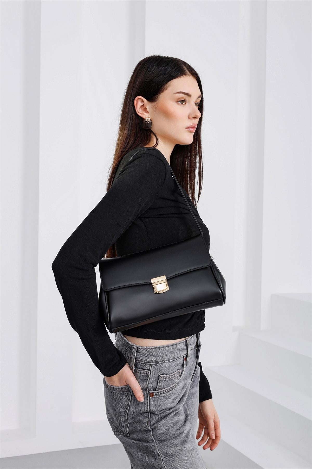 Lauren City Baget Çanta Siyah