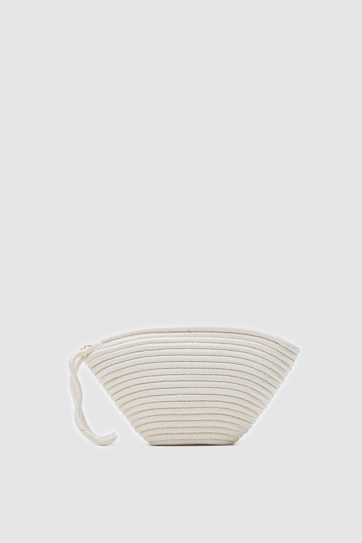 Rome Handmade Hasır Clutch Çanta Krem