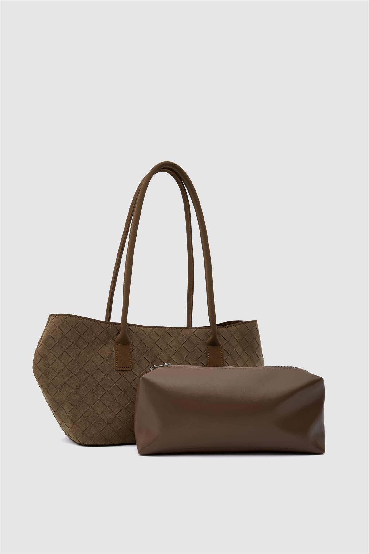 Veneta Süet Shopper Omuz Çantası Taba