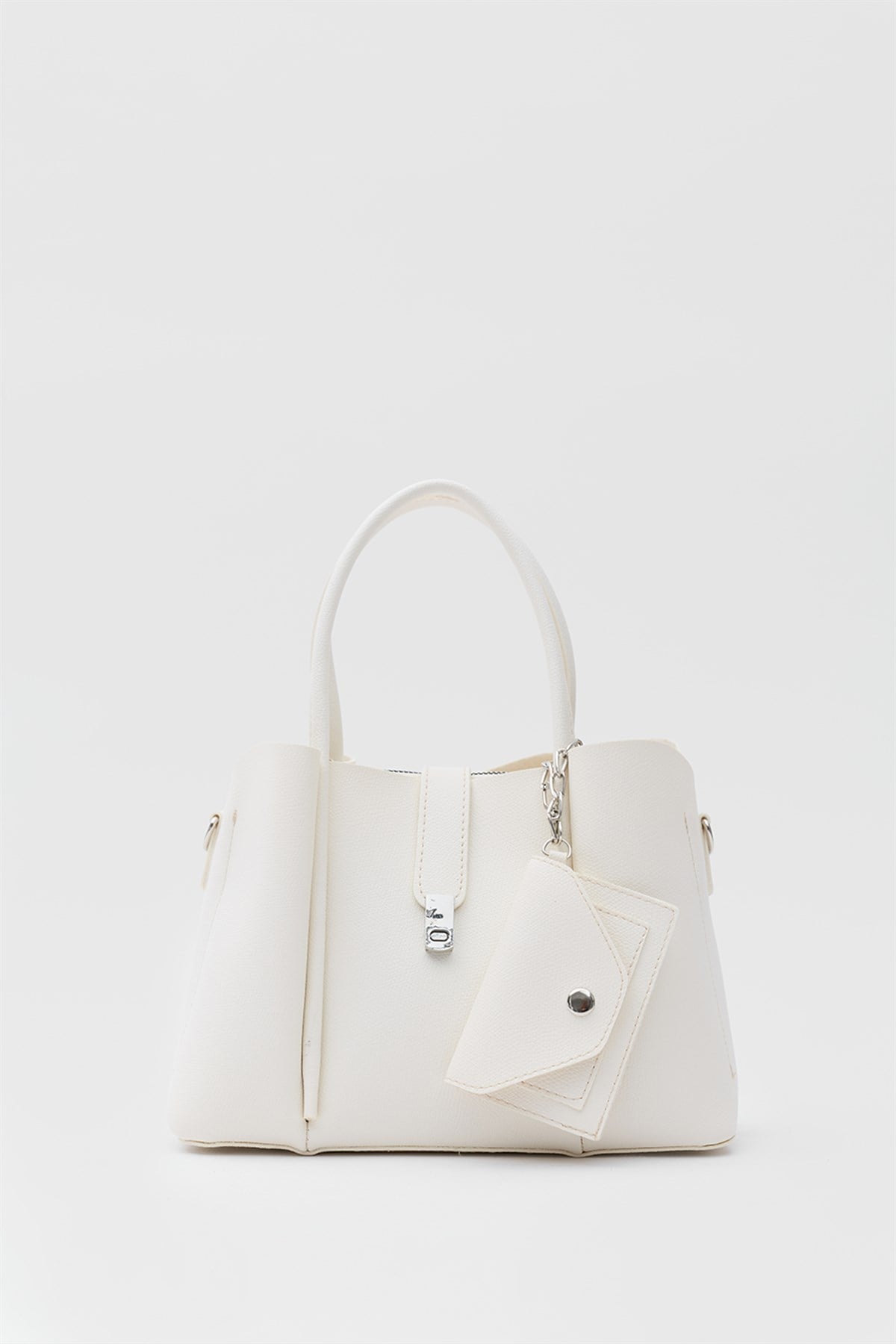 Guide Kartlık Charmlı El ve Omuz Çantası Krem