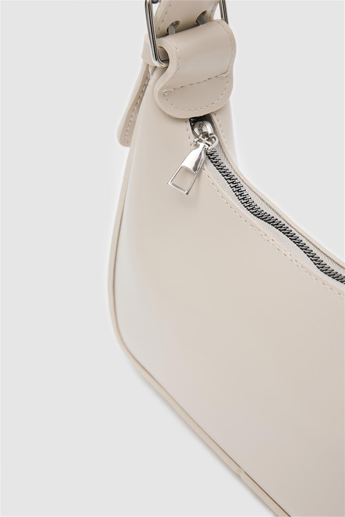 Muse Oval Baget Çanta Krem