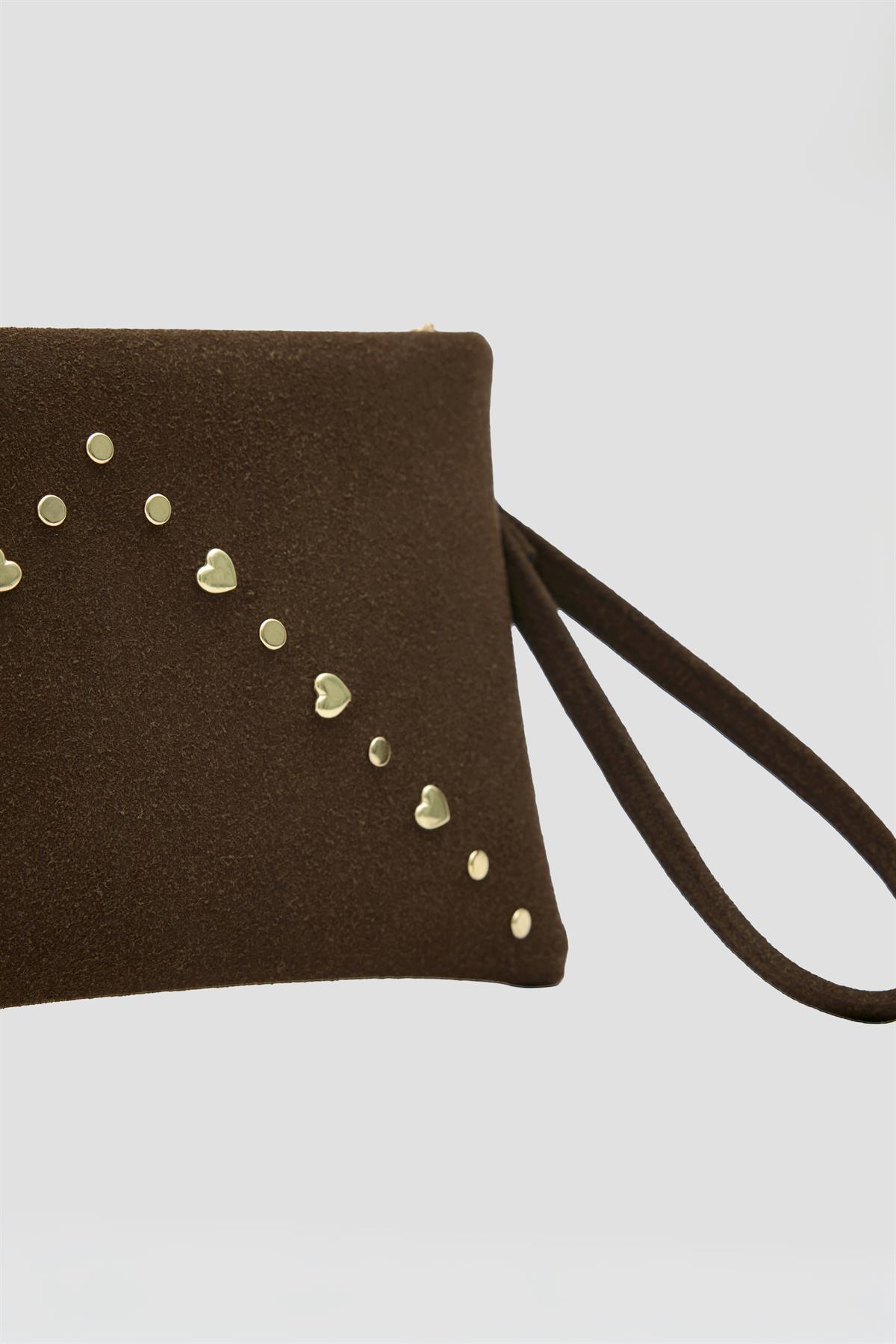 Geez Troklu Clutch Çanta Kahve