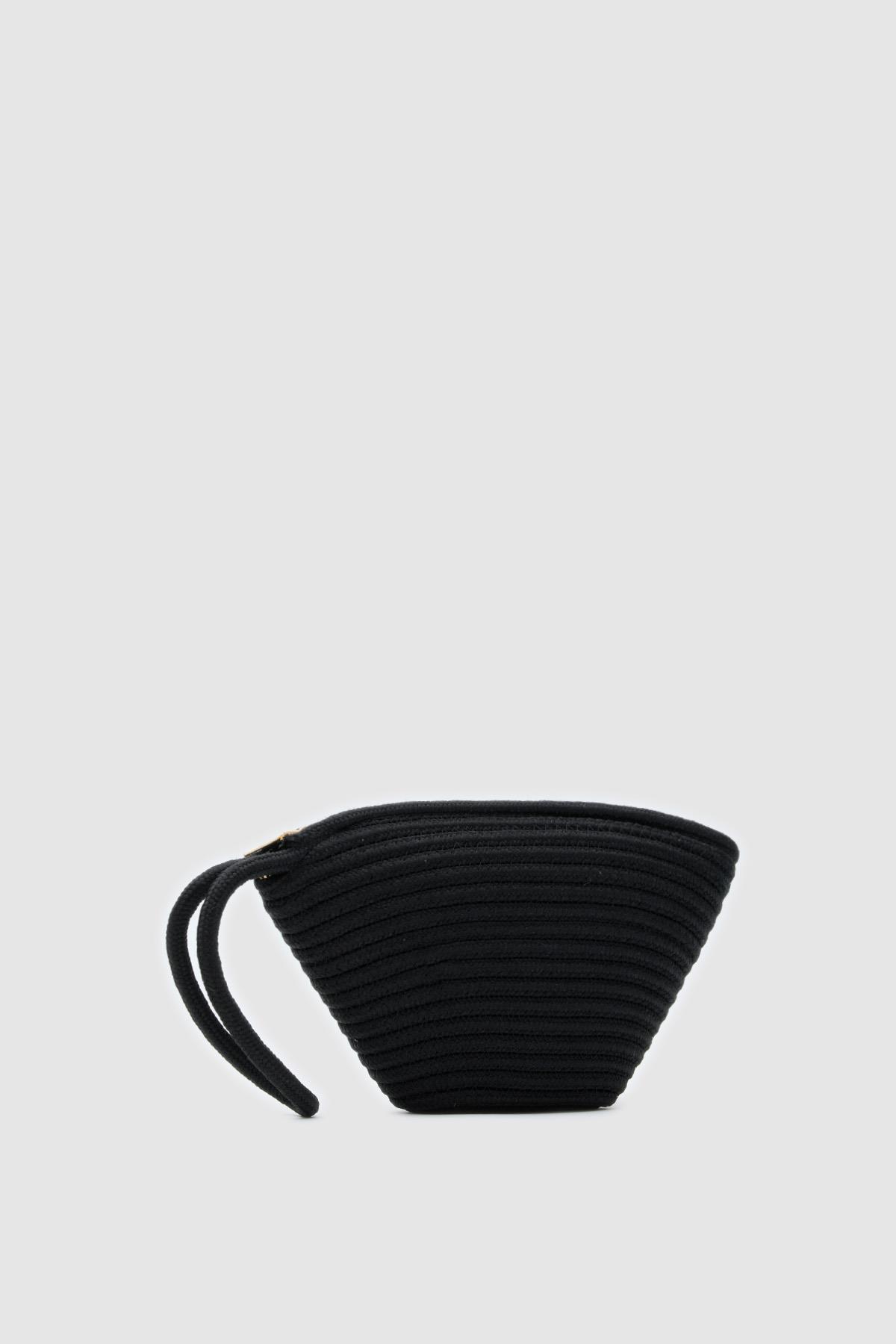Rome Handmade Hasır Clutch Çanta Siyah