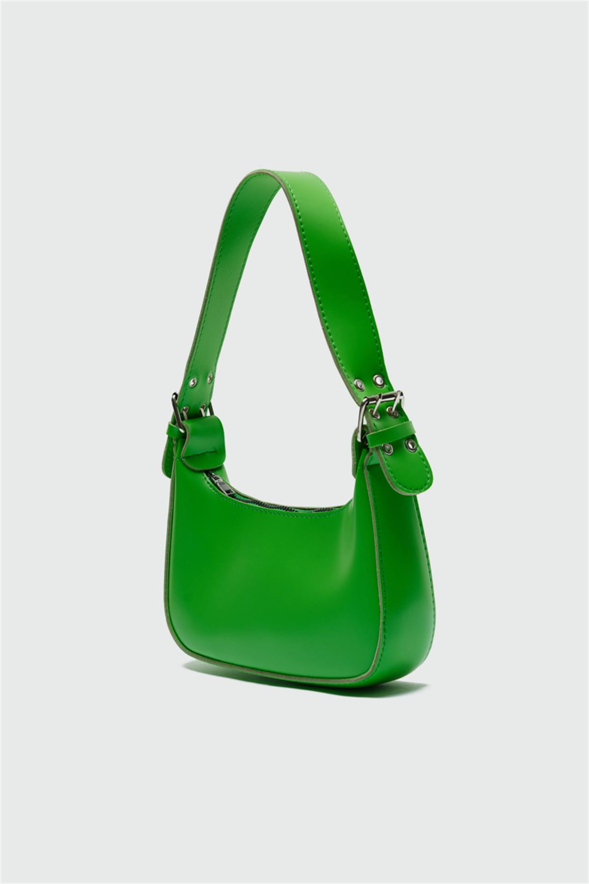 Muse Oval Baget Çanta Yeşil