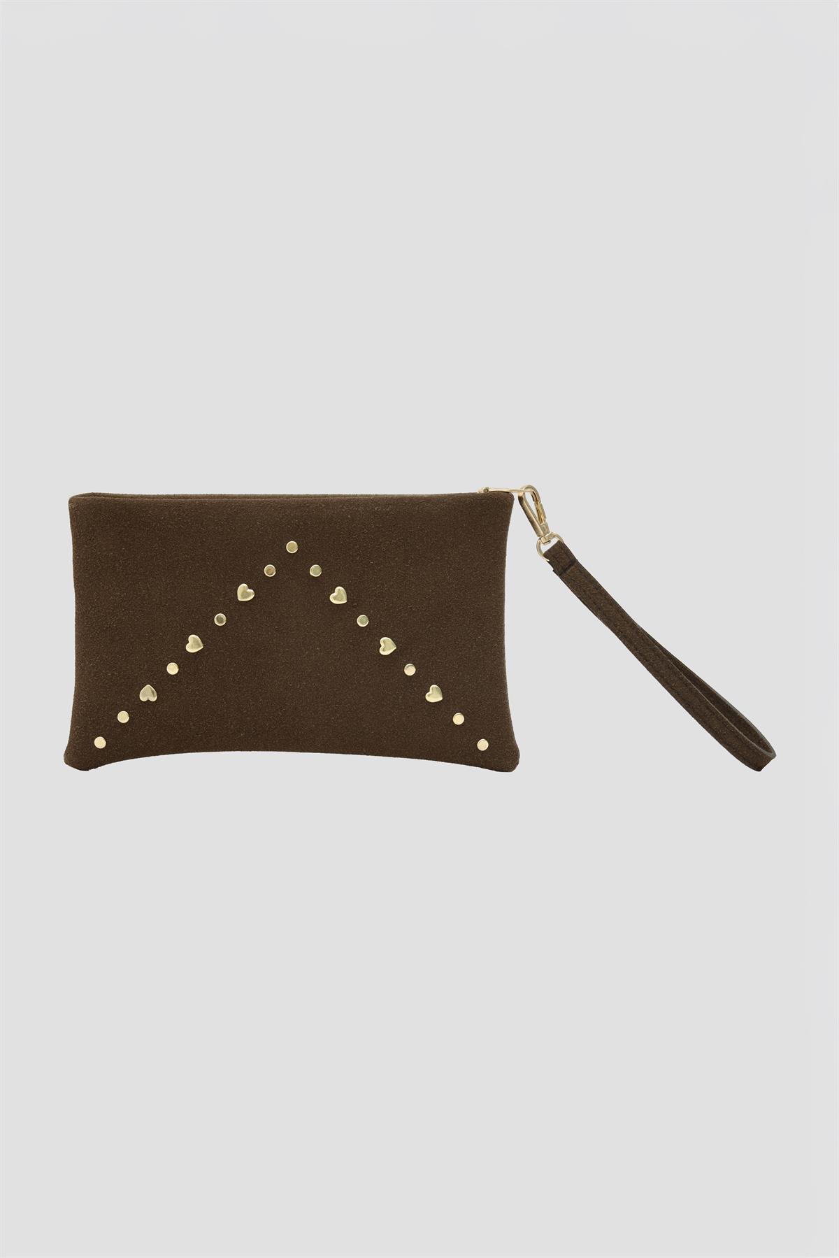 Geez Troklu Clutch Çanta Kahve