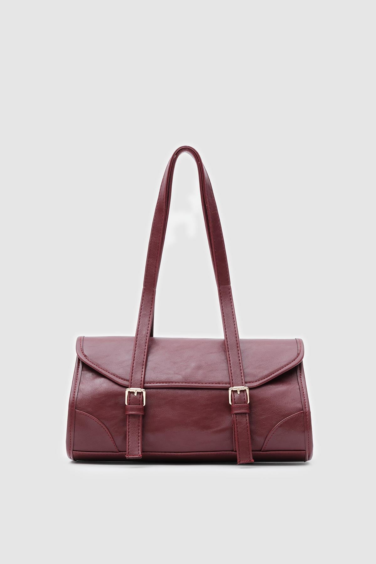 Lue Vintage Baget Çanta Bordo