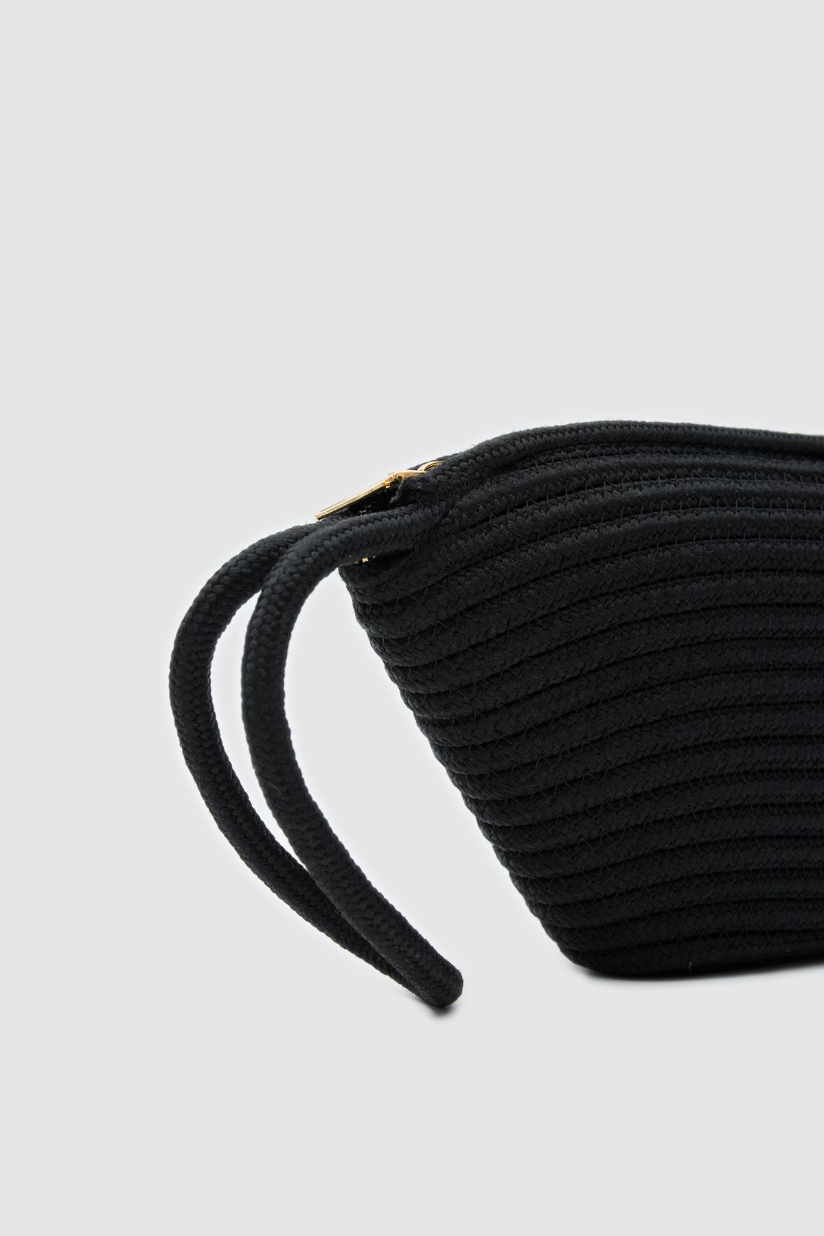 Rome Handmade Hasır Clutch Çanta Siyah