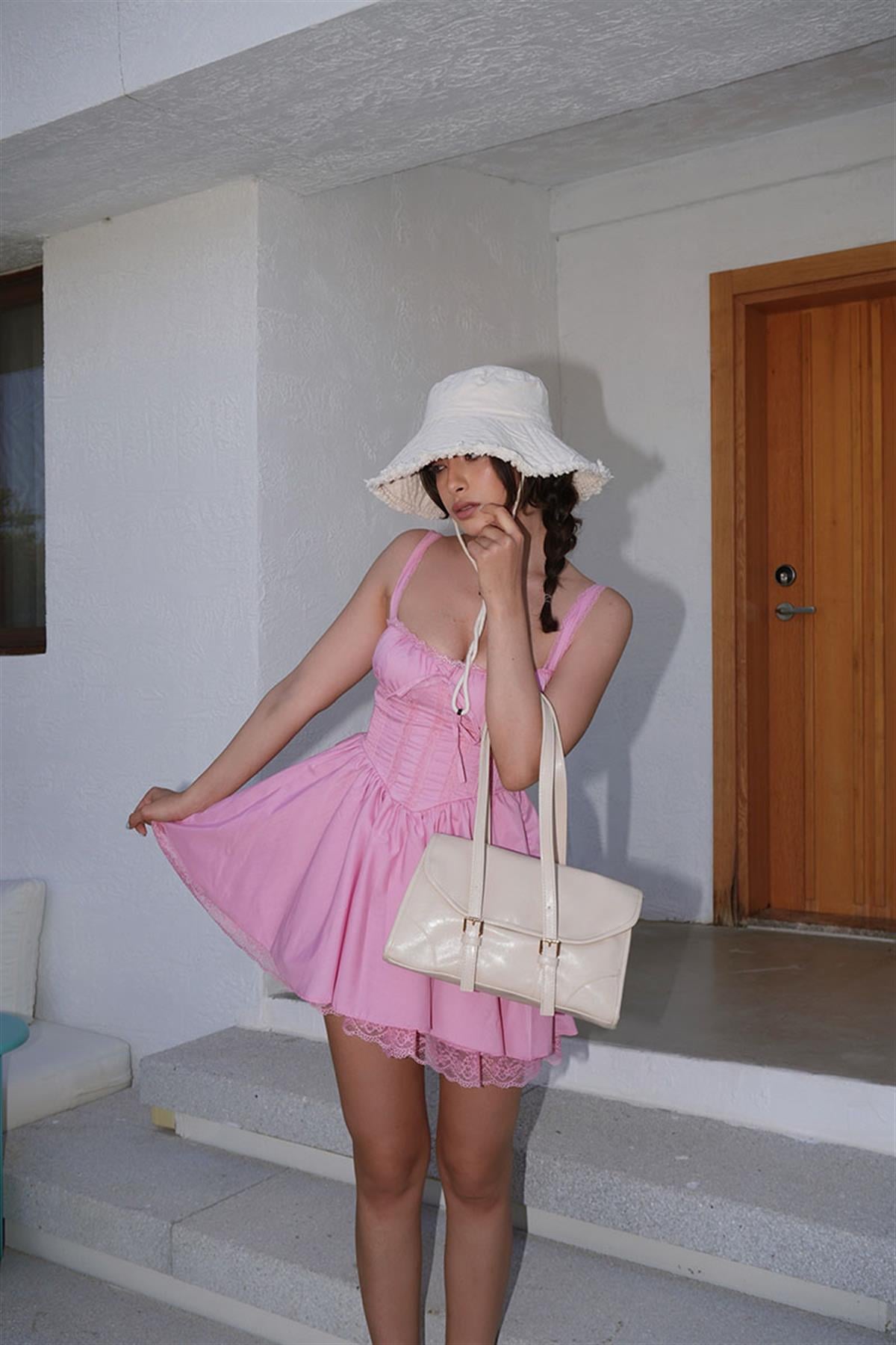 Lue Vintage Baget Çanta Krem