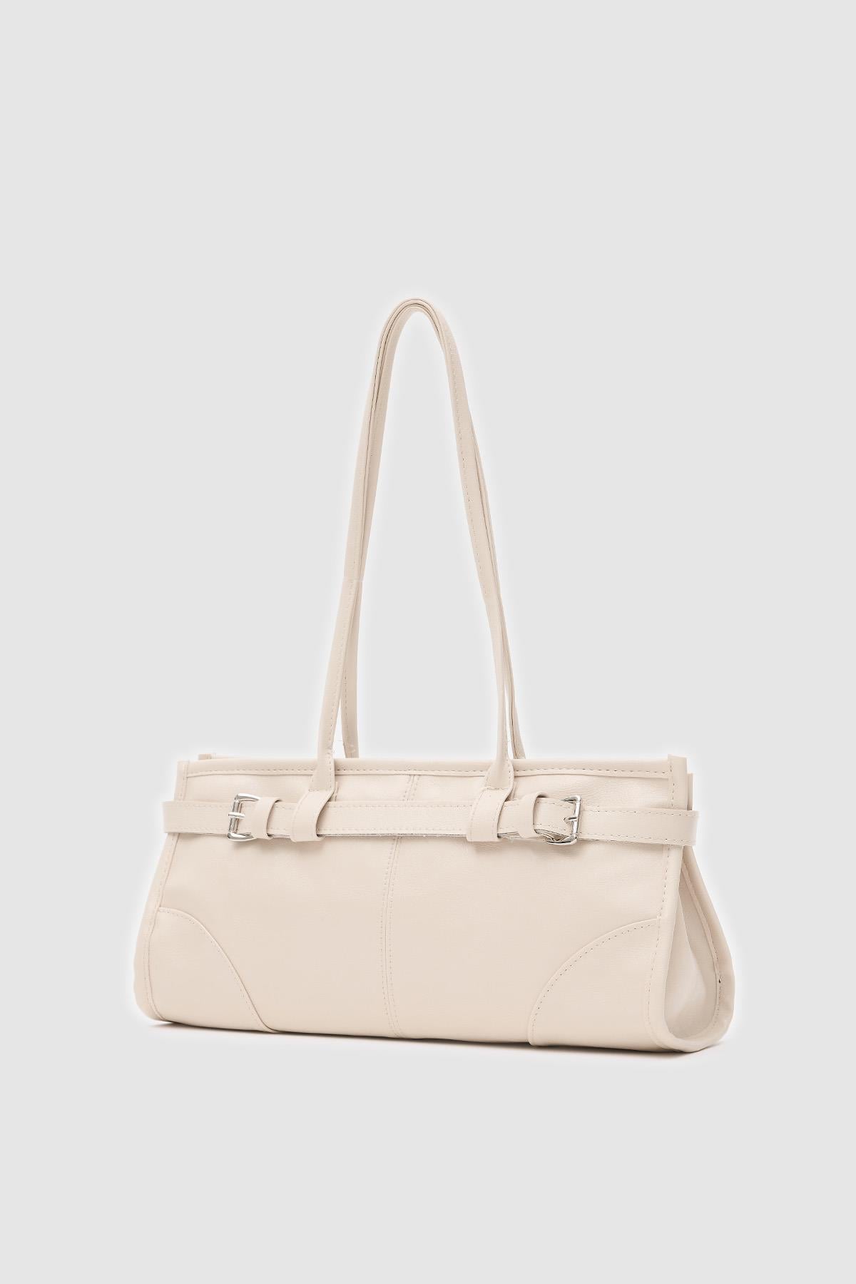 Enyola Vintage Baget Çanta Krem