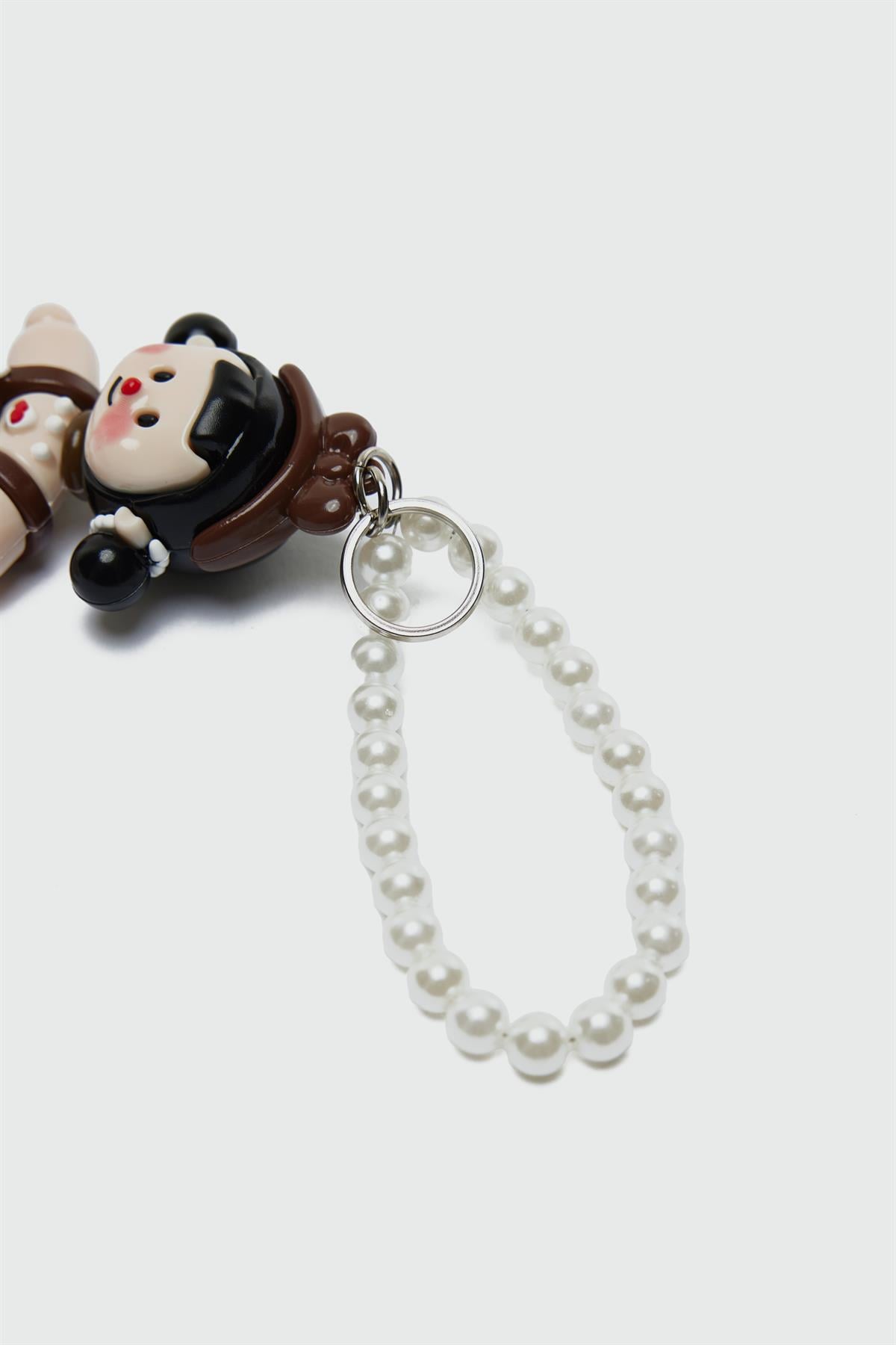 Lolita Key İncili Çanta Charmı Kahverengi