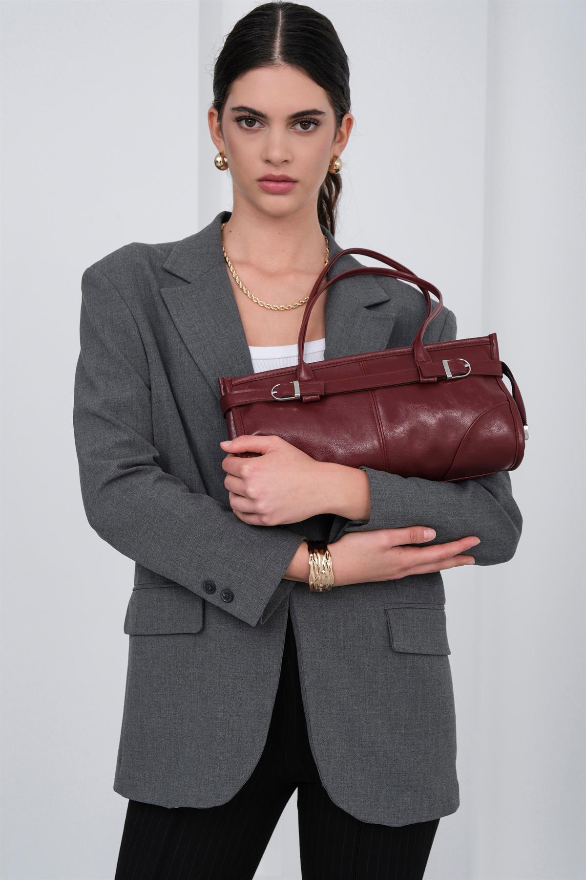 Enyola Vintage Baget Çanta Bordo