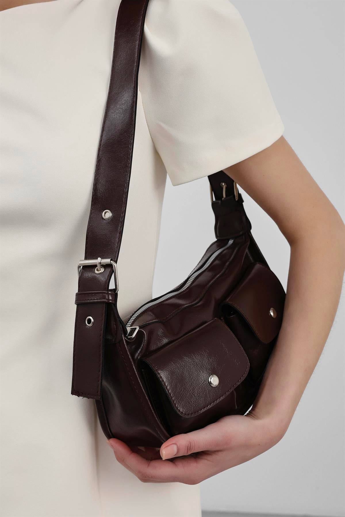 Diana Vintage Baget Çanta Kahve