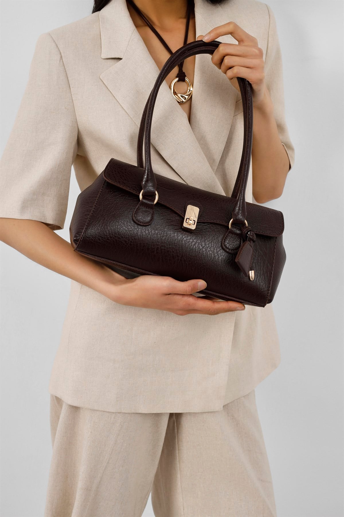 Lunera Vintage Baget Çanta Acı Kahve