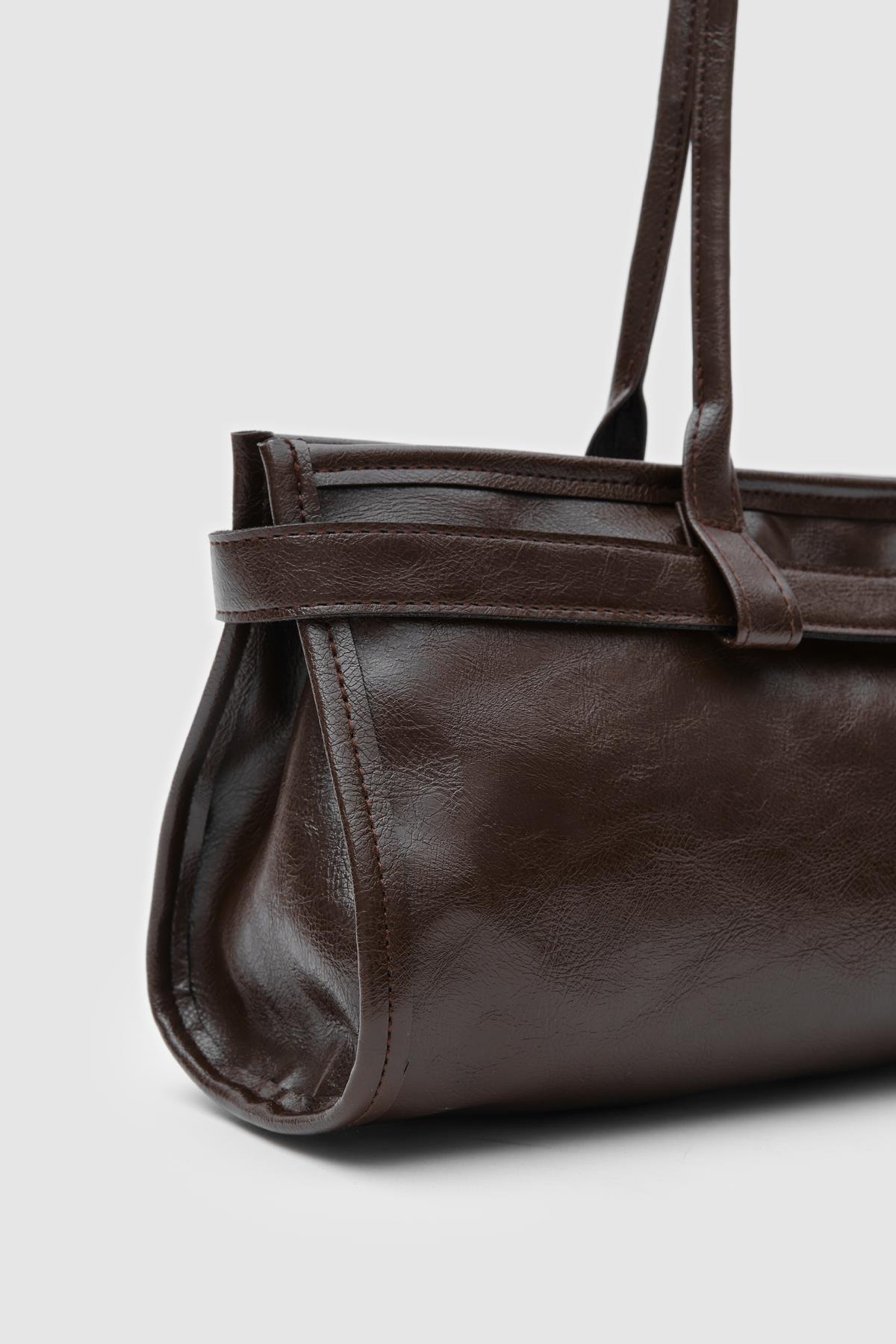 Enyola Vintage Baget Çanta Acı Kahve
