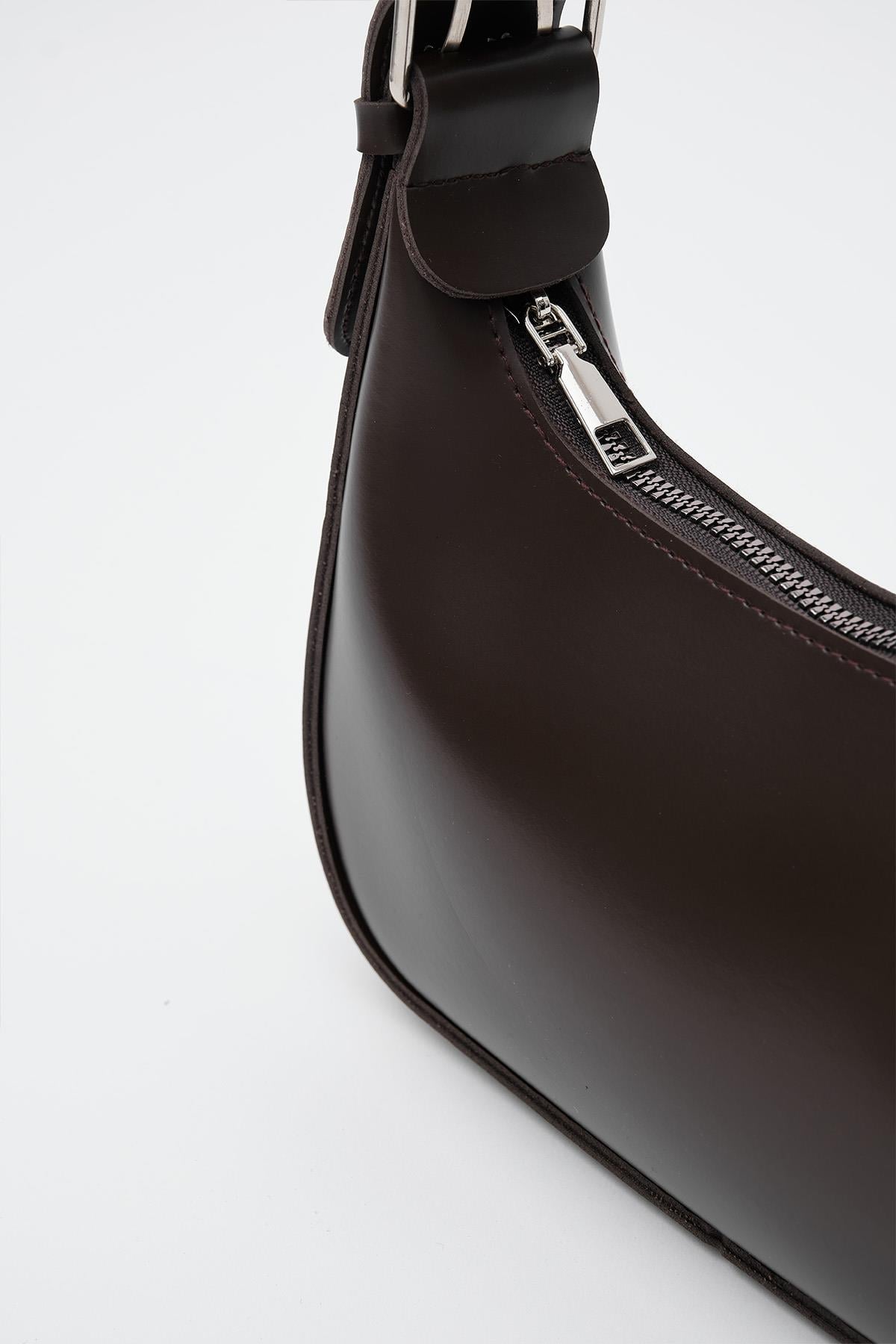 Muse Oval Baget Çanta Acı Kahve