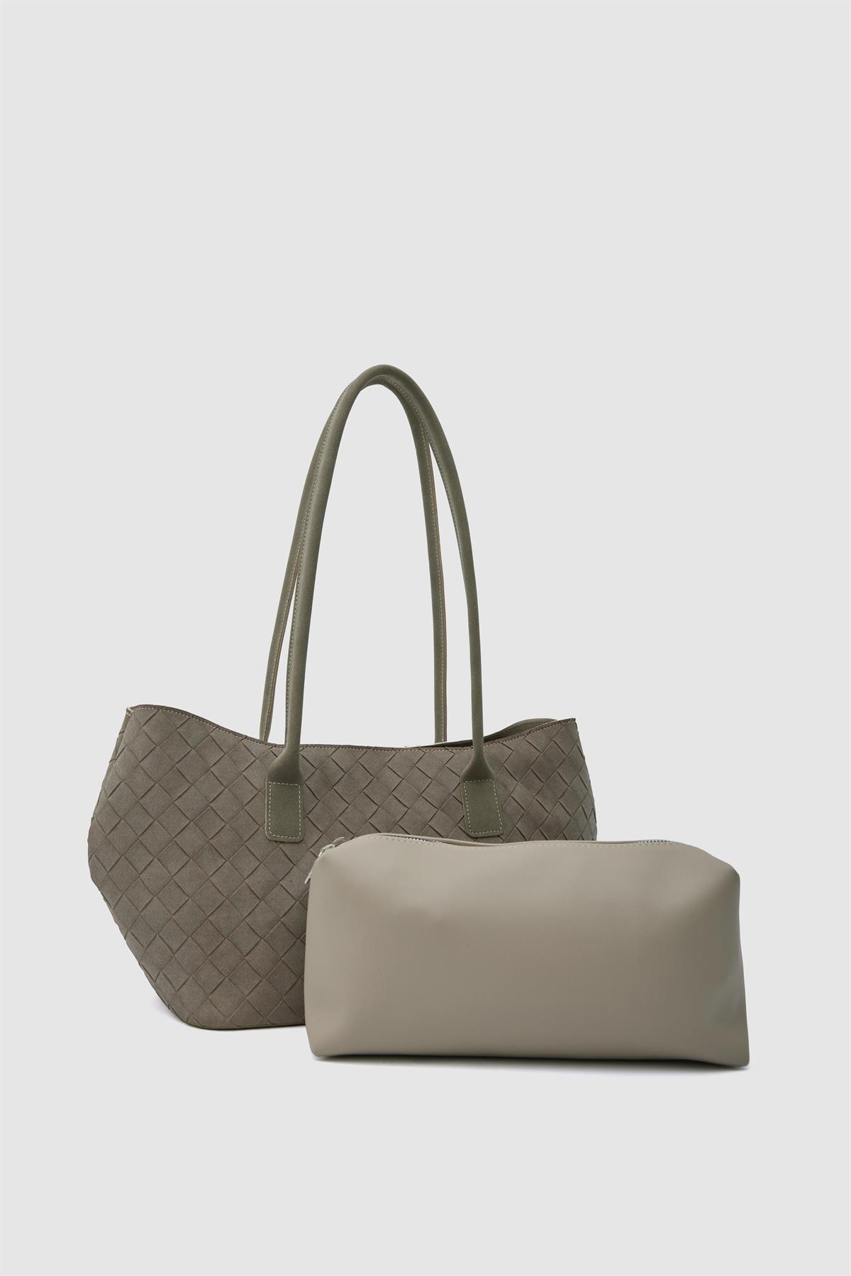 Veneta Süet Shopper Omuz Çantası Vizon