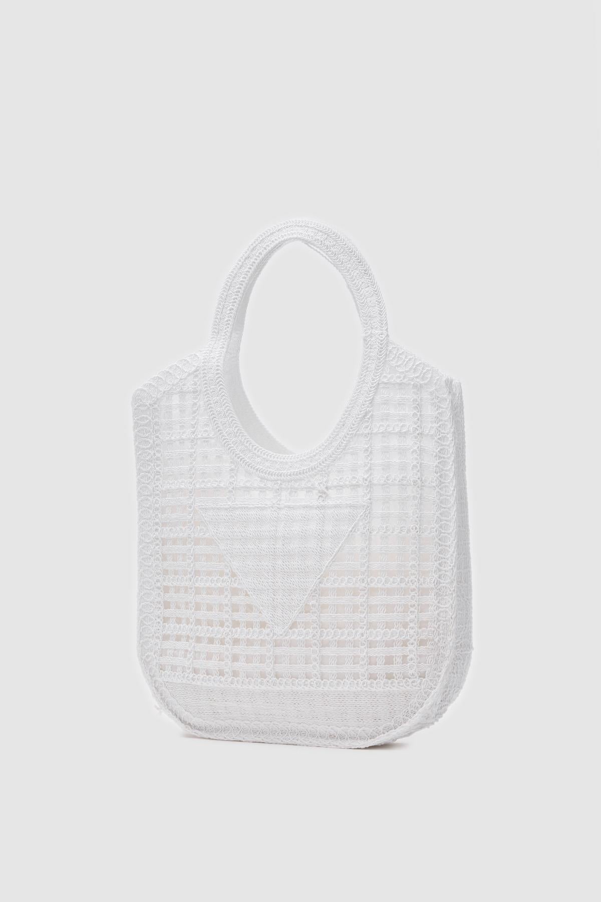 Vicolo Handmade Makrome Tote Çanta Beyaz