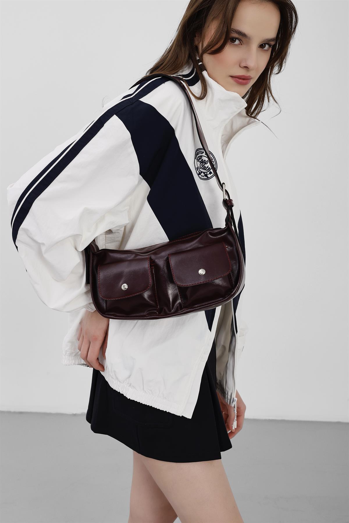 Diana Vintage Baget Çanta Bordo