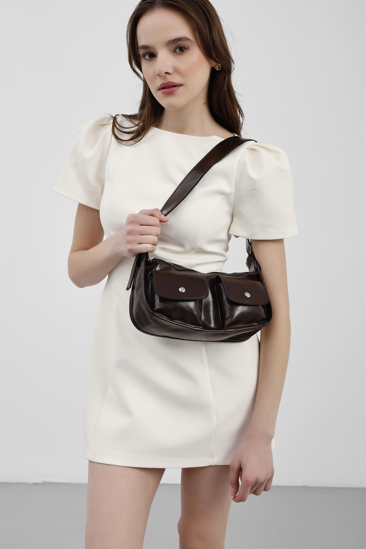 Diana Vintage Baget Çanta Kahve