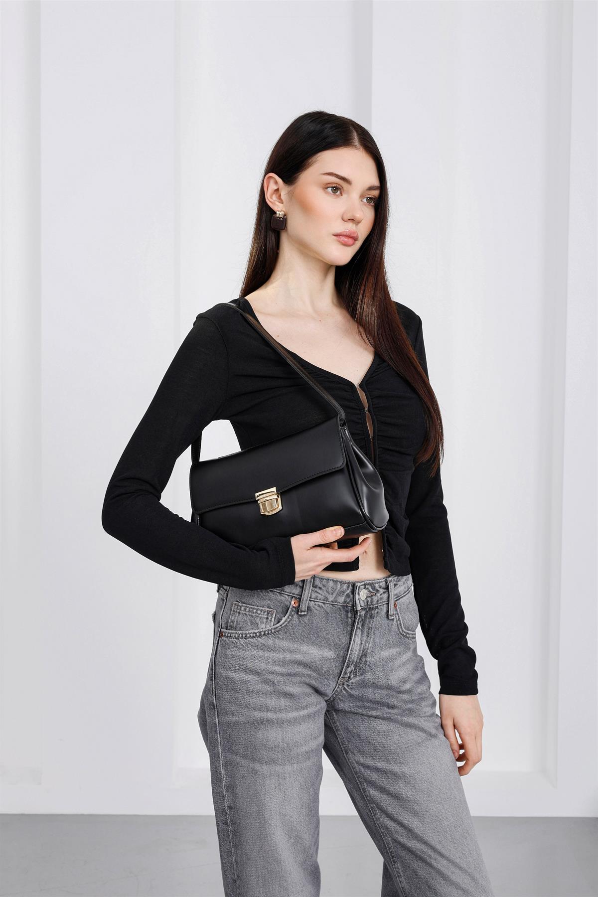 Lauren City Baget Çanta Siyah