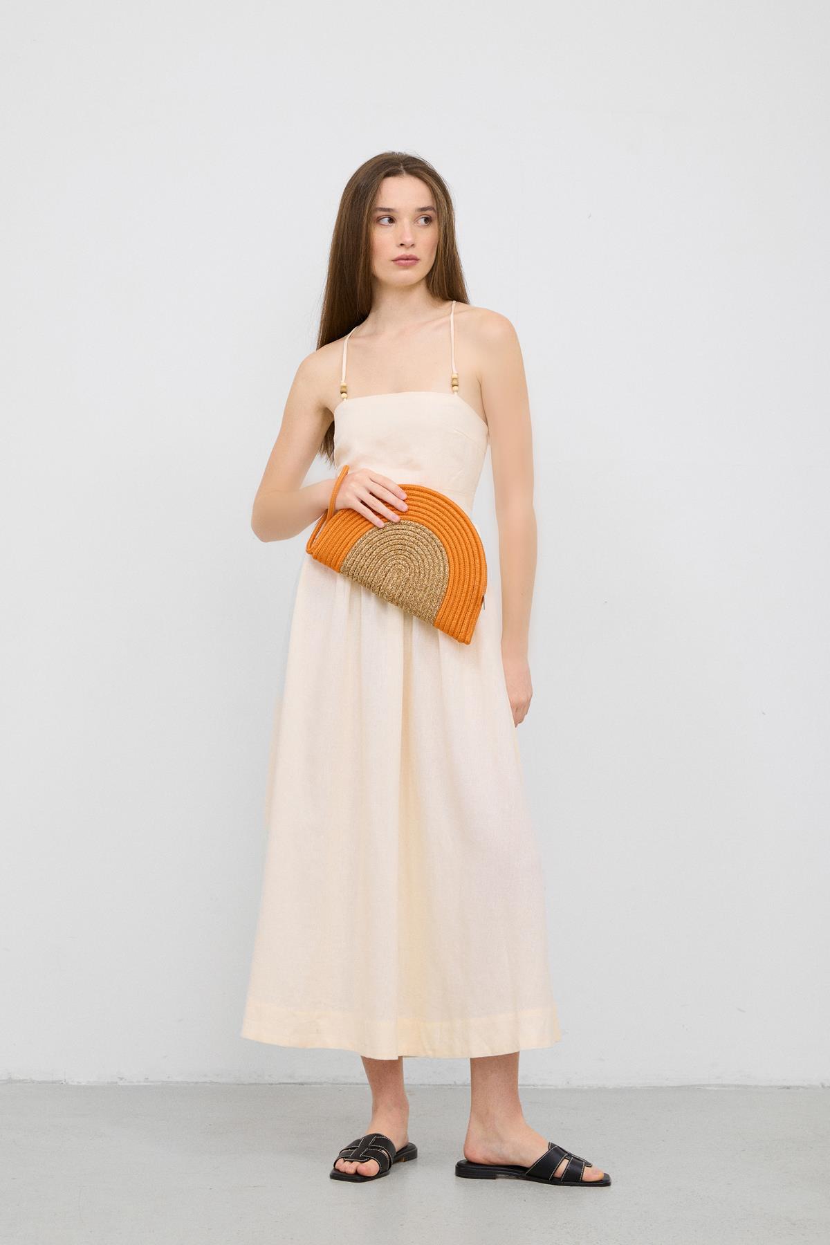 Most Hasır Clutch Çanta Turuncu