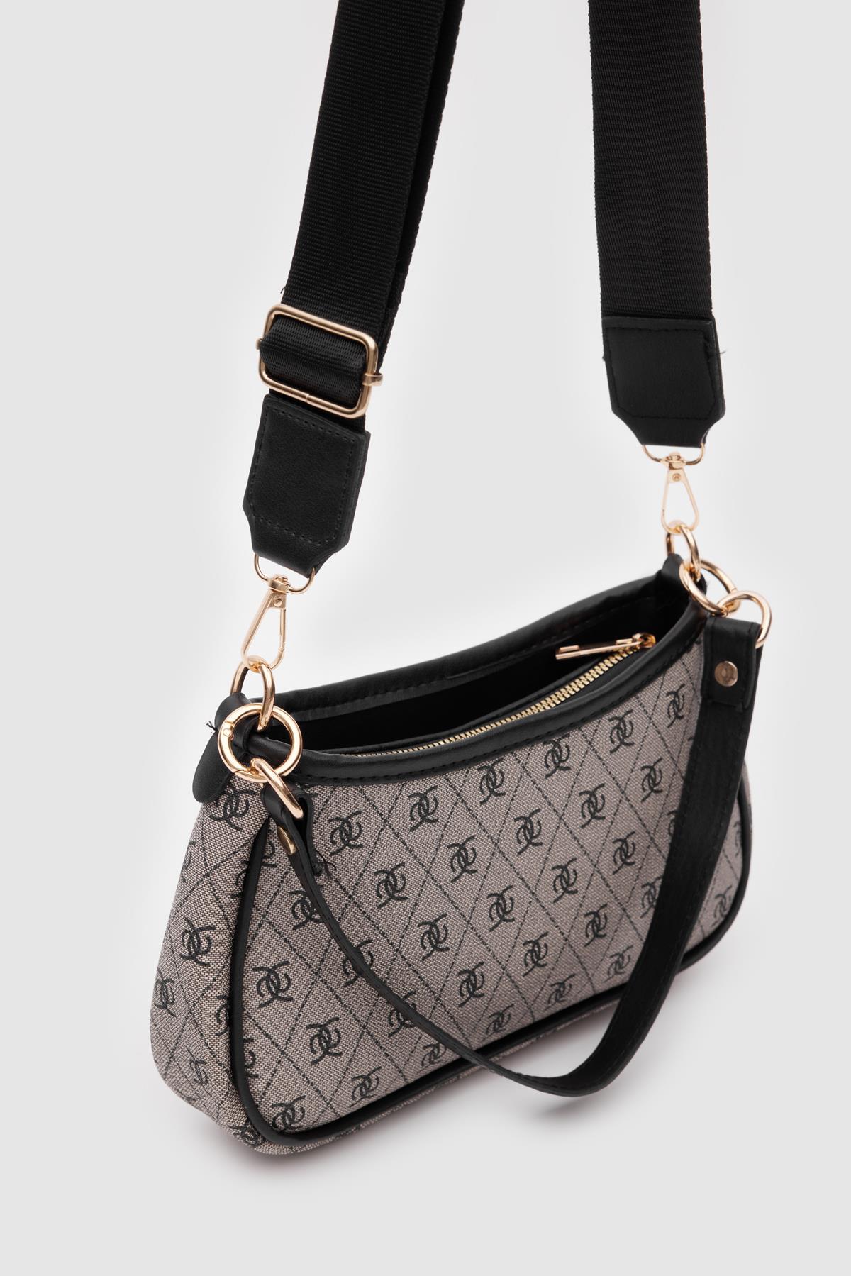 Farme Monogram Baget ve Çapraz Çanta Gri